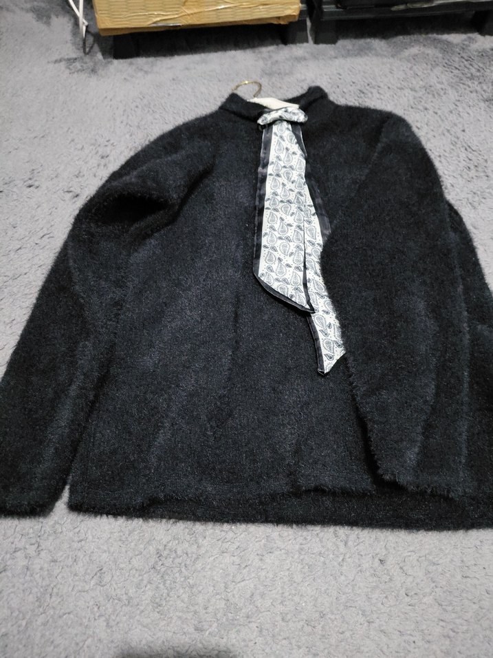 Fularlı Rahat Örgü Kadın Kazak - Görsel 2