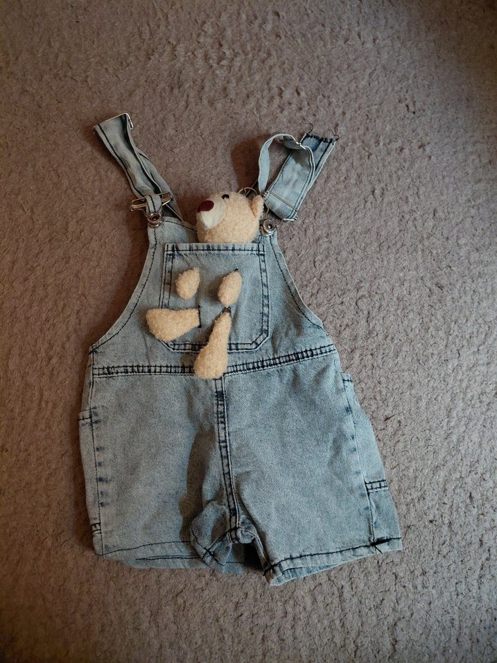 Kızlar için Gri Kot Salopet - Görsel 2