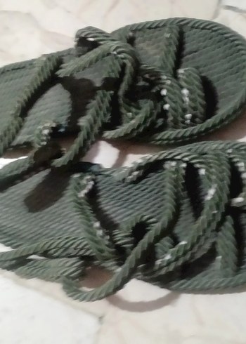Diğer Yeşil Örgü Dolgu Topuklu Sandalet