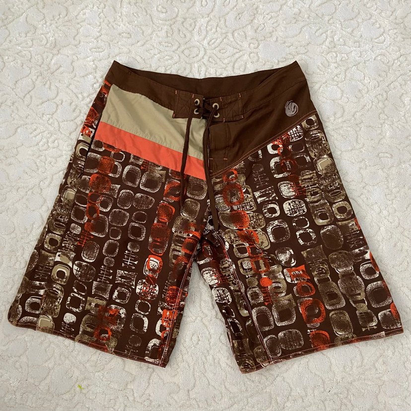 Desenli Kahverengi Erkek Mayo Şort - Görsel 2