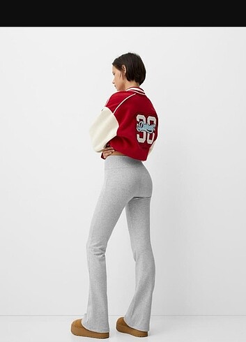 s Beden gri Renk Bershka İspanyol paça tayt pantolon 