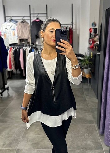 50 bedene kadar uyumlu ikili derili bluz sıfır ürün