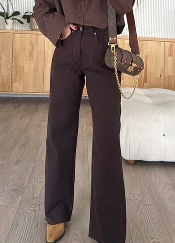 40 Beden Zara Jean kahverengi wide leg