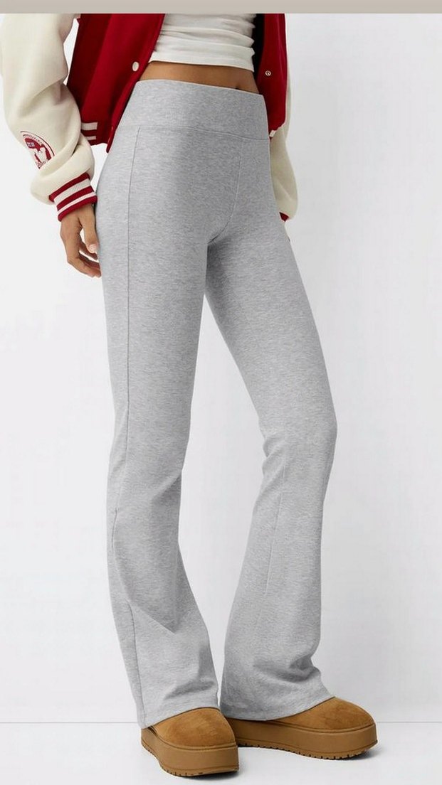 Gri Kadın İspanyol Paça pantolon tayt Bershka - Görsel 4