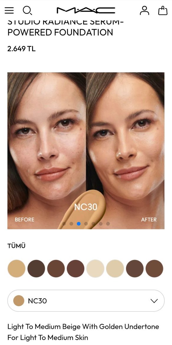 MAC Studio Radiance Serum Fondöten Bej - Görsel 5