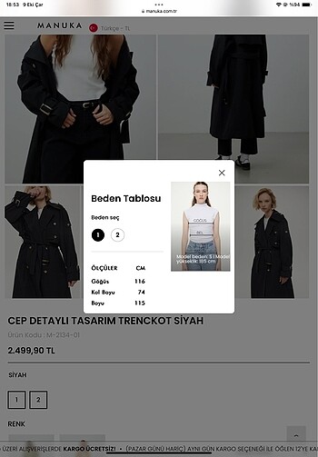 m Beden Manuka trençkot