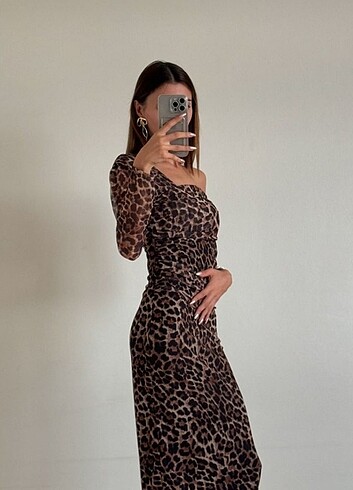 38 Beden Leopar Likralı elbise