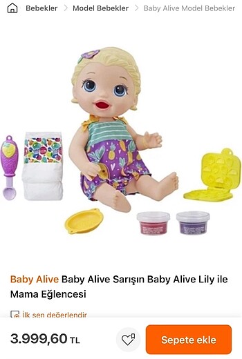 Beden Renk Baby Alive Lily ile Mama Eğlencesi