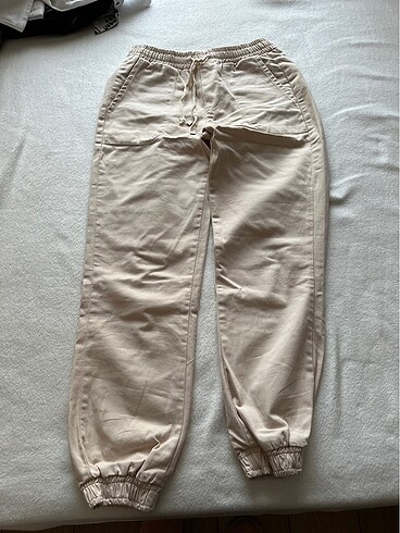 Bej Jogger Keten Pantolon