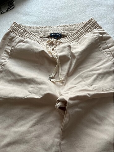 34 Beden ten rengi Renk Bej Jogger Keten Pantolon
