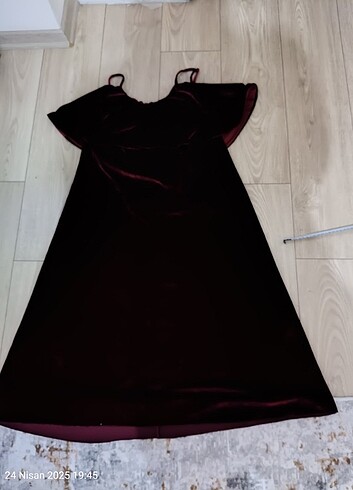 xs Beden bordo Renk Kadife elbise