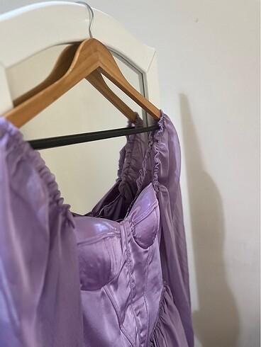 LİLA KORSELİ KISA ELBİSE - Görsel 5