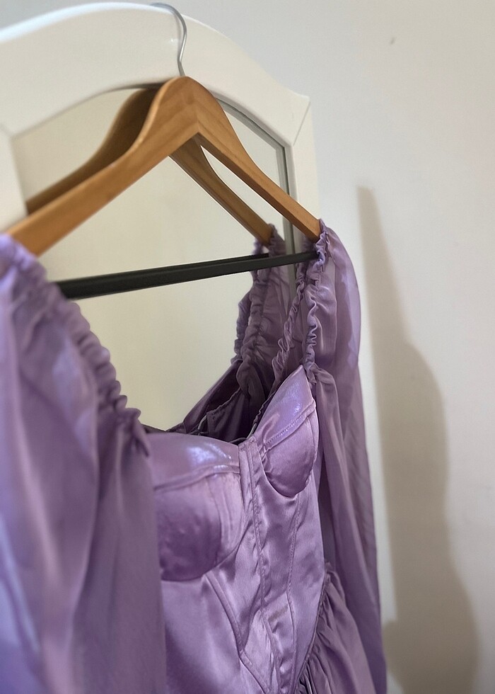 LİLA KORSELİ KISA ELBİSE - Görsel 5