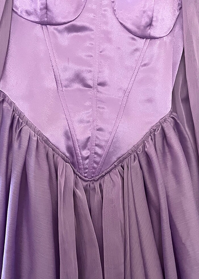 LİLA KORSELİ KISA ELBİSE - Görsel 4