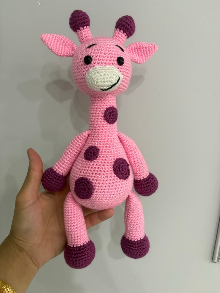 Pembe Örgü Zürafa Peluş Oyuncak - Görsel 2