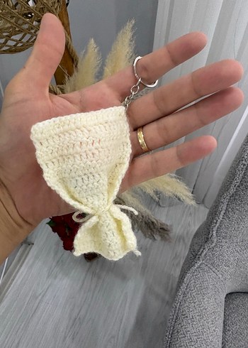 Pembe Örgü Bohem Anahtarlık - Görsel 2