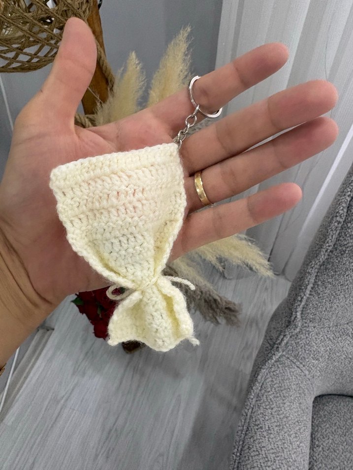 Pembe Örgü Bohem Anahtarlık - Görsel 2