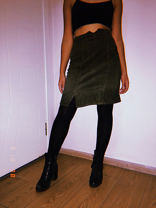 Vintage Love vintage kadife haki etek