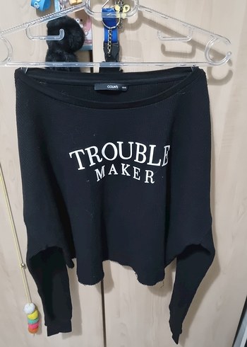 Siyah Baskılı Kadın Triko Sweatshirt - Görsel 3