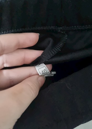 Kadın siyah Midi İspanyol Paça Kemerli Pantolon - Görsel 3