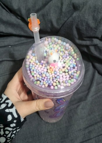 Mor Pastel Desenli Pipetli Bardak - Görsel 2