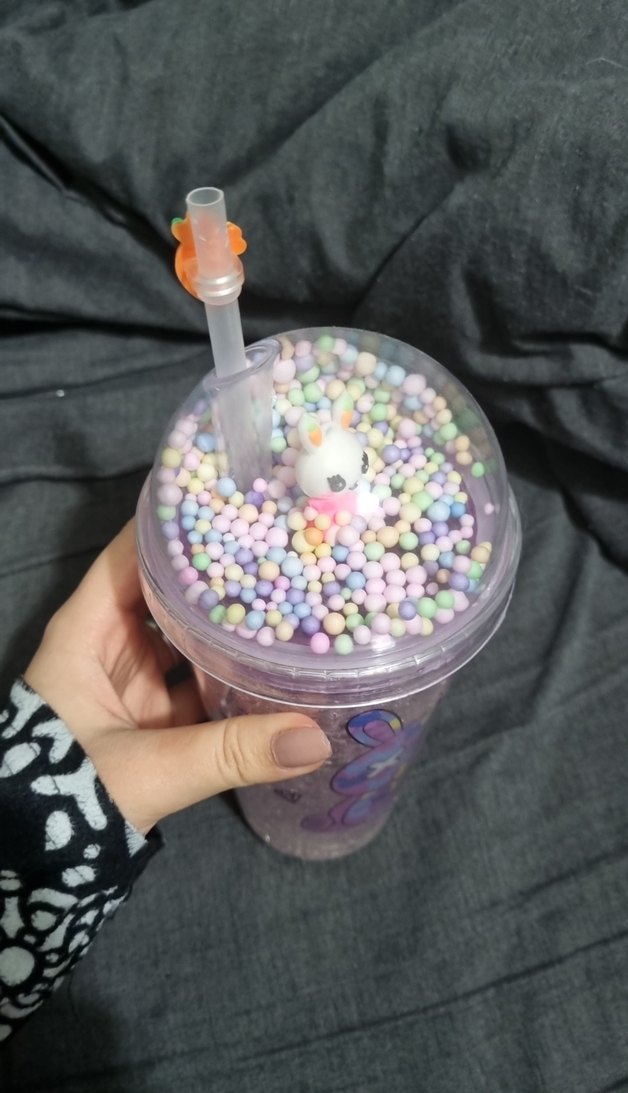 Mor Pastel Desenli Pipetli Bardak - Görsel 2