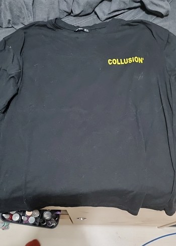 COLLUSION Siyah Uzun Kollu Tişört - Görsel 2