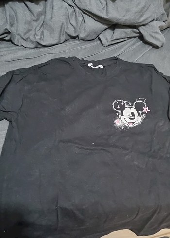 Siyah Mickey Baskılı Tişört - Görsel 2