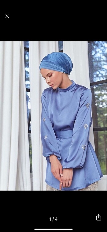 Saten mavi tunik