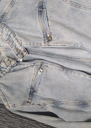 Düğmeli Mavi Kadın Crop Denim Ceket - Görsel 3