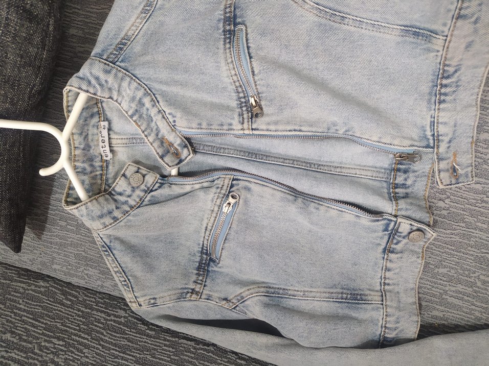 Düğmeli Mavi Kadın Crop Denim Ceket - Görsel 3