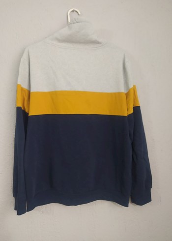 Yüksek Yakalı Renk Bloklu Unisex Sweatshirt - Görsel 2