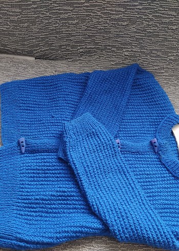 Erkek Çocuk Mavi Örgü Hırka - Görsel 3