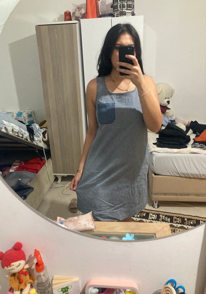 Gri Kot Midi Elbise - Görsel 3