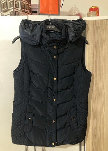 Düğmeli Lacivert Kadın Yelek mont - Görsel 3