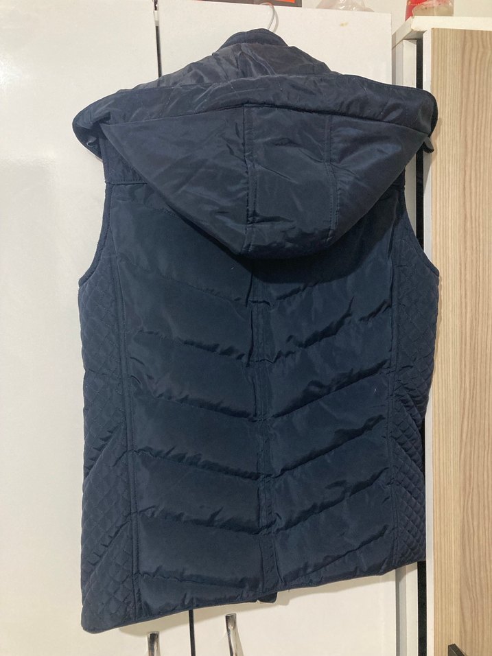 Düğmeli Lacivert Kadın Yelek mont - Görsel 4