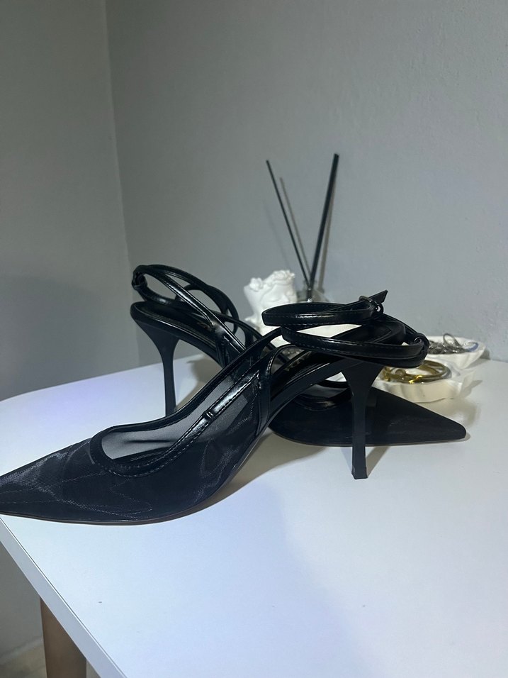 Siyah zara  topuklu ayakkabı - Görsel 4
