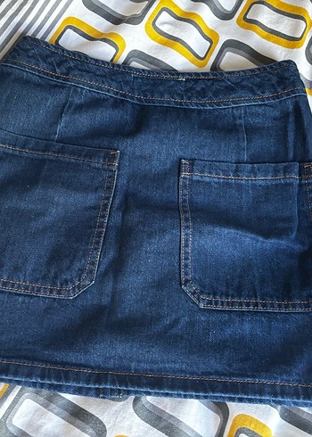 Mavi Mini Kot Etek - Görsel 2