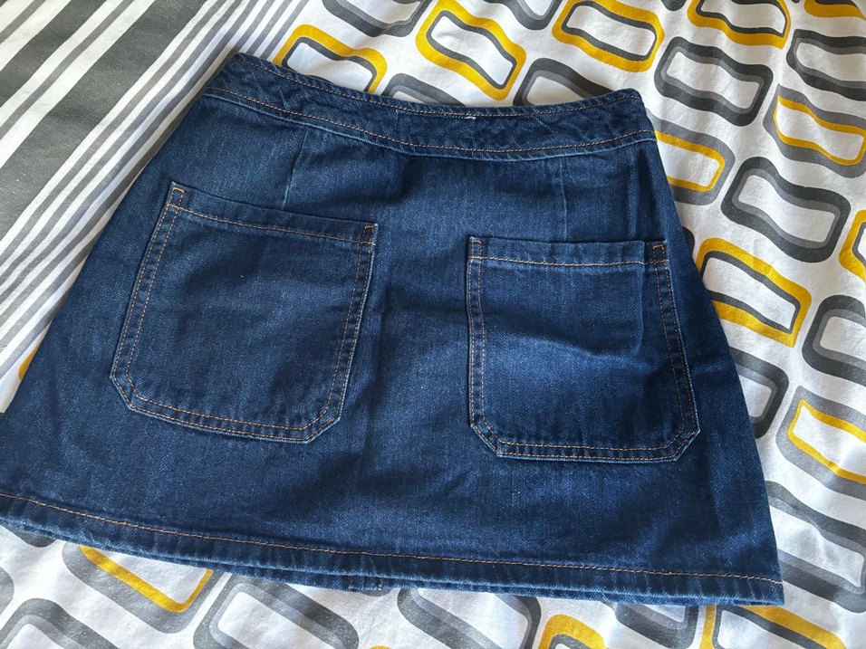 Mavi Mini Kot Etek - Görsel 2