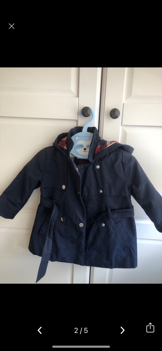 Erkek Çocuk Düğmeli Kapüşonlu Mavi Mont - Görsel 5