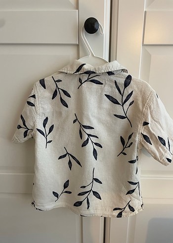 Erkek Çocuk Keten Kısa Kollu Desenli Gömlek - Görsel 2