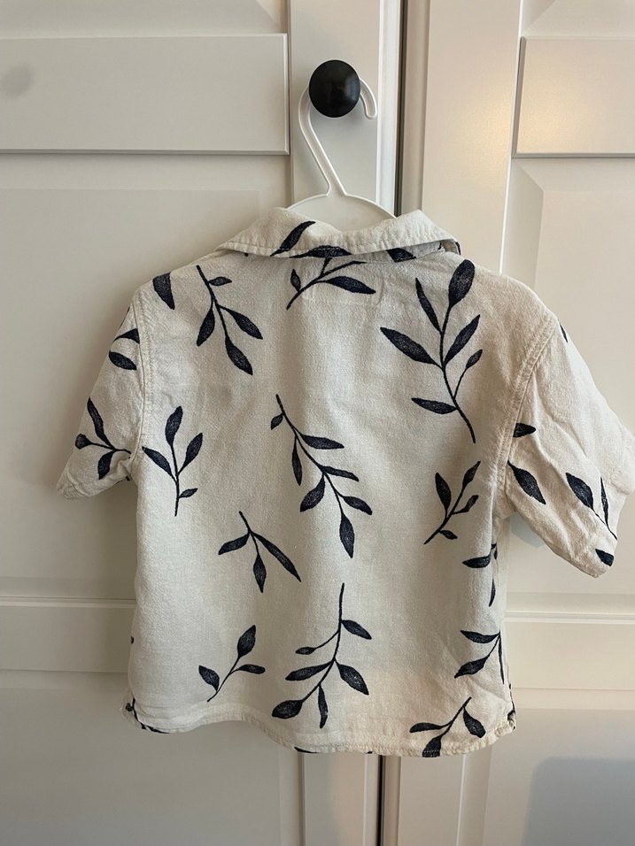 Erkek Çocuk Keten Kısa Kollu Desenli Gömlek - Görsel 2