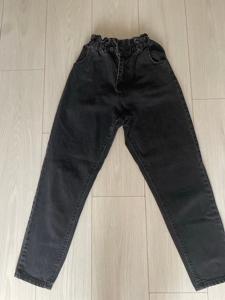 Kadın Siyah Bol Kesim  Midi Kot Pantolon - Görsel 2