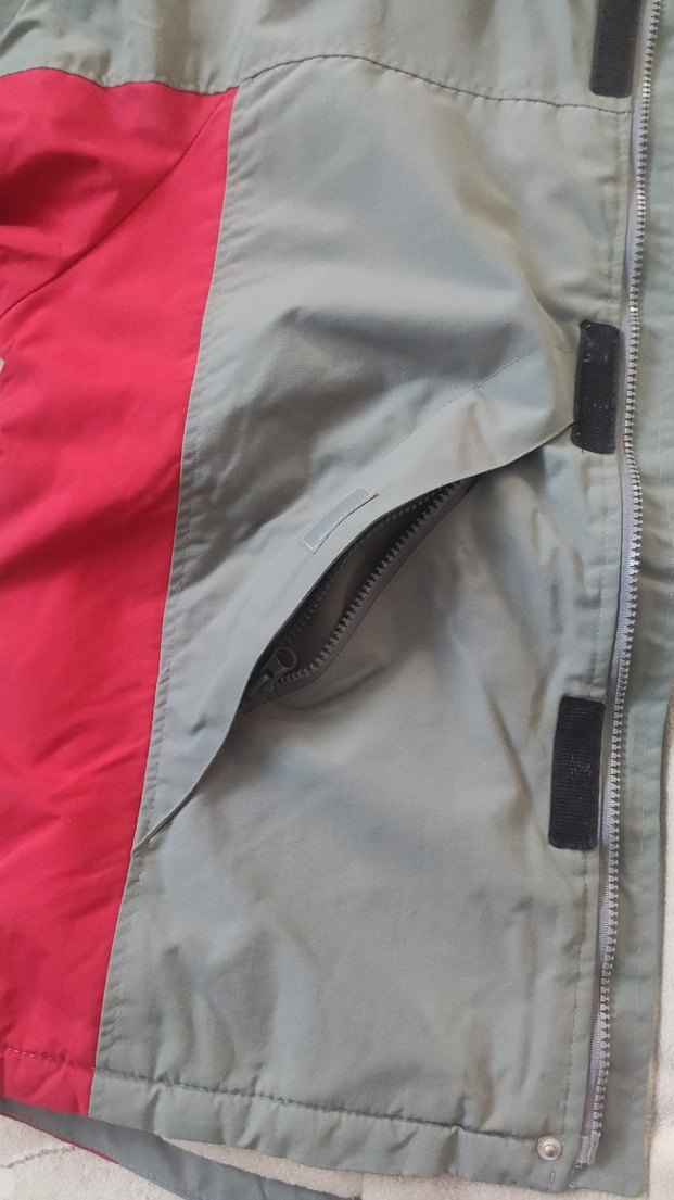 Gri Kırmızı Kapüşonlu Kayak Montu - Görsel 4