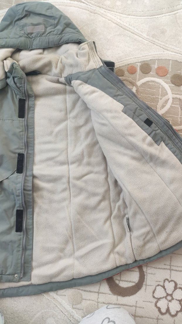 Gri Kırmızı Kapüşonlu Kayak Montu - Görsel 3