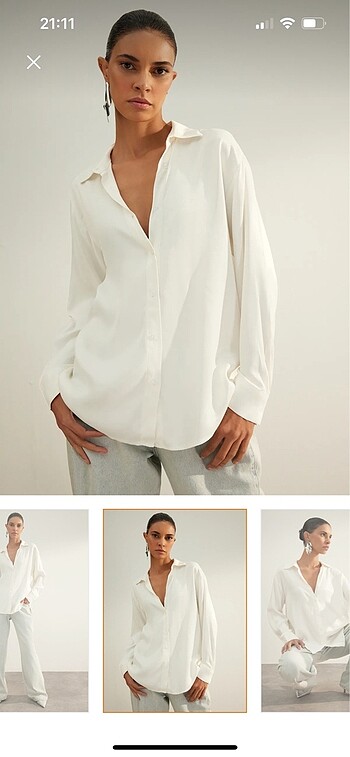 Trendyol & Milla Oversize Saten Dokuma Gömlek
