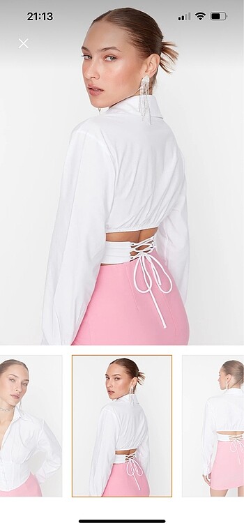 Trendyol & Milla Trendyolmilla Beyaz Korse Poplin Gömlek