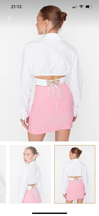 40 Beden Trendyolmilla Beyaz Korse Poplin Gömlek