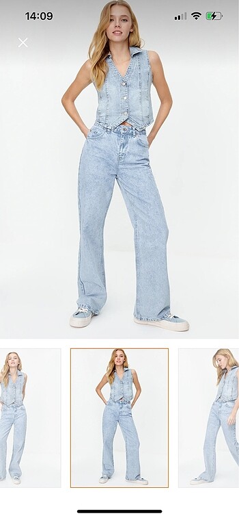 Trendyol & Milla Trendyolmilla açık mavi yüksek bel wide leg jean