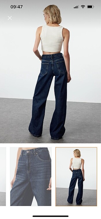 40 Beden Trendyolmilla Koyu Mavi Yüksek Bel Wide Leg Jeans